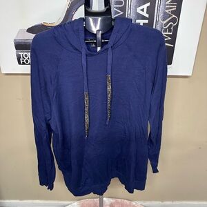 Torrid Navy Blue Sweater with Glitter Draw Strings